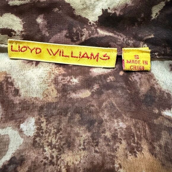 Lloyd Williams Y2K Brown Ruffle CrinkleButton Down Blouse Top S - Picture 3 of 6